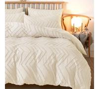 3 pièces Ensemble de housse de couette en polyester jacquard à rayures beiges et à capitons, ensemble de literie bohème vintage unique, convenant à toutes les saisons, doux et respirant (1 housse de c
