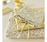 3 pièces Ensemble de housse de couette florale jaune citron vibrant 100% polyester 2026 Nouvelle série de printemps avec design blocs de couleurs AB, 2 taies d'oreiller à nœud papillon + 1 housse de c
