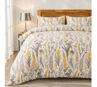 3 pièces Ensemble de housse de couette imprimée de fleurs jaunes (sans couette), respirant et super doux, convient à toutes les saisons, design bicolore, idéal pour la chambre à coucher, la chambre d'