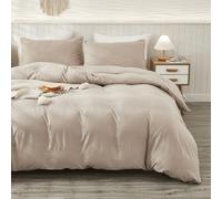 3 pièces Ensemble de housse de couette style bohème et de ferme, couleur unie, microfibre douce et légère. Convient aux hommes et aux femmes (1 housse de couette + 2 taies d'oreiller, sans couette). E