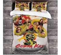 3 pièces Ensemble de lit de Housse de Couette Cobra Kai literie d'affiche en Microfibre Respirante de Luxe 140x200cm[3797]