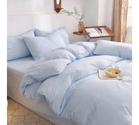 3 pièces Ensemble de literie bleu clair, 1 housse de couette et 2 taies d'oreiller, literie de dortoir pour garçons et filles, décoration intérieure minimaliste et à la mode, literie de chambre douce 