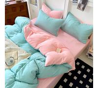 3 pièces Ensemble de literie bleu clair & rose clair, 1 housse de couette et 2 taies d'oreiller, literie de dortoir pour garçons et filles, décoration d'intérieur minimaliste et à la mode, literie de 