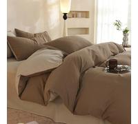 3 pièces Ensemble de literie de dortoir chambre à coucher Super Doux, Café Foncé & Kaki Clair, 1 pièce Housse de Couette & 2 pièces Housses d'Oreiller, Sans Remplissage, Lavable en Machine 150cm*200cm