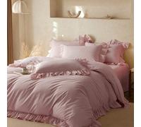 3 pièces Ensemble de literie en dentelle rose clair, 1 housse de couette et 2 taies d'oreiller, literie de dortoir pour garçons et filles, décoration de maison simple et à la mode, literie de chambre 