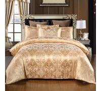3 pièces Ensemble de literie en satin jacquard, de haute qualité et élégant. L'ensemble comprend : 1 housse de couette à fermeture éclair avec 4 attaches aux coins + 2 taies d'oreiller enveloppe (sans