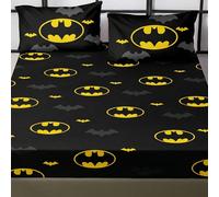 3 pièces Ensemble de matelas, motif de bande dessinée noire, décoration de chauve-souris, convient pour la décoration de la chambre, en microfibre, lavable en machine, utilisation multi-saisons 140*20