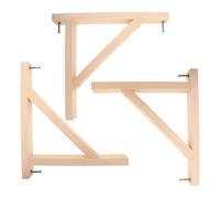 3 Pièces Équerre en Bois Triangulaire Murale, Support Décoratif | Bois Massif à Finition Naturelle, Style Simple et Rustique, pour Applique, Cordon et Éclairage Suspendu