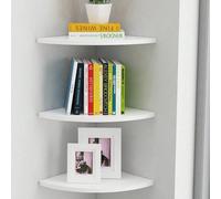 3 pièces Étagère murale d'angle, étagère flottante en bois d'angle, étagère de rangement murale, convient pour les accessoires TV, moniteur, enceinte, décodeur, console de jeu (19 cm, blanc) 3 piècesB