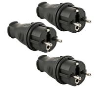 3 Pièces Fiche Mâle Prise Électrique 250V 16A IP44 Protection Anti-Torsion | Prise Mâle Étanche Extérieur en Caoutchouc pour Rallonge Électrique, Fiche Secteur pour Schuko