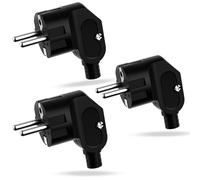 3 Pièces Fiches Schuko Prise Electrique Male 250V/16A, Fiche Coudée Fiches Electrique de Mise à la Terre, Appareils Electroménagers aux Luminaires Prises, Nero