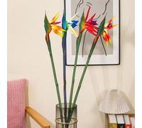 3 pièces Fleurs artificielles d'oiseau de paradis, matériau en caoutchouc, tige de lys de Calla, convient pour la décoration intérieure DIY, l'affichage de thème de fête, la décoration d'automne, la d
