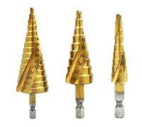 3 Pièces Foret Fraise Meche Etage, Foret Étagé Rainuré en Spirale, Évacuation Rapide des Copeaux, Perçage Stable, 4-12/20/32mm, pour Visseuse sur Métal Acier, Bois, Laiton, Aluminium, Plastique