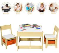 3 pièces. Groupe de sièges pour enfants, meubles pour enfants, ensemble de sièges pour enfants, table pour enfants avec 2 chaises en bois, table de peinture 3 en 1