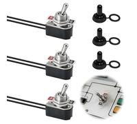 3 Pièces Interrupteur à Bascule 12V Étanche, Interrupteur ON OFF SPST 2 Positions Précâblé 3A 250V / 6A 125V, Bouton On Off 12V avec Capuchon Étanche pour Voiture Camion Bateau Équipement Électrique