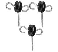 3 Pièces Isolateurs de Clôture Électrique, Noir, à Double Crochet | Acier Zingué et Pp, Vissage Sécurisé, Repositionnable, pour Poteaux en Bois et Ruban