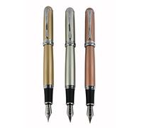 3 pièces jinhao X750 Stylo plume 18KGP au milieu de 3 couleurs (or, argent, or rose) avec pochette transparente pour stylo