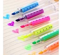 3 pièces Kawaii stylo surligneur mécanique en forme de seringue avec couleurs, stylo à bille avec forme d'aiguille pour bureau, école, outil d'écriture, fournitures scolaires, rentrée des classes 5 pi