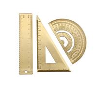 3 Pièces Kit de Geometrie, Outil de Mesure Comprenant Règle Equerre Rapporteur Règle Triangulaire Règle en Laiton Outil de Géométrie pour Ingénieur Architectes Etudiants Ecole Fournitures