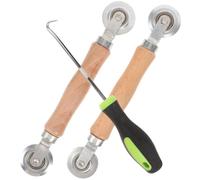 3 Pièces Kit de Réparation et Outil pour Fenêtres de Moustiquaire | Rouleau en Acier Inoxydable, Manche Bois et Plastique, Facile à Utiliser, pour Remplacer la Toile Usée