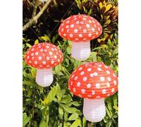 3 pièces Lanternes en papier en forme de champignon, Noël Taille Unique,3 lanternes aux fraises,3 lanternes champignons rosesPapetier