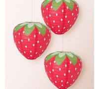 3 pièces Lanternes en papier en forme de fraise rouge/rose, décorations de fête pour anniversaire, festival, lanternes suspendues Lanterne aux fraises rouges 5pcs,Lanterne aux fraises rouges (1 grande