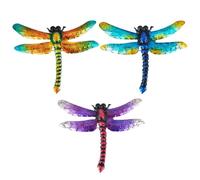 3 Pièces Libellule Murale en Métal Fer Décoration | Sculptures Réalistes et Élégantes, Texture Soignée et Couleurs , pour Patio, Clôture Bois ou Mur Brique