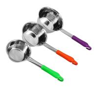 3 Pièces Louche Cuisine en Acier Inoxydable avec Crochet, Ronde | Lot Pratique, Usage Multi-fonction Cuisine, Prise Stable, Idée Présent de Pendaison de Crémaillère Couleur Aléatoire