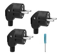 3 Pièces Mâle Fiche Schuko 250V 16A IP20 Fiche D'alimentation avec Manchon de Protection Contre les Torsions Prise Male Européenne Electrique pour Câble 8-10 mm Contact de Terre