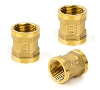 3 Pièces Manchon en Laiton, Femelle 3/4" x 3/4" Raccord de Tuyau Fileté de 32mm de Long, Connecteur de Couplage Hexagonal Adapté pour la Conversion de Raccordement de Tuyau