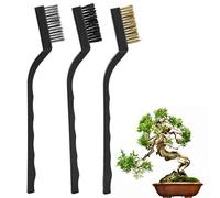 3 pièces Mini Brosse métallique avec poignée en Plastique Outil de Nettoyage de Jardin en Acier antirouille de Haute qualité pour Les Amateurs de bonsaï Traitement des bavures de