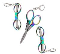 3 Pièces Mini Ciseaux Pliants, Ciseaux de Poche Pliables en Acier Inoxydable Enrouleur Badge avec 3 Porte-Clés Petit Outil de Coupe Portable pour les Voyages le Bureau L'extérieur (ColoréS)