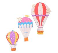 3 Pièces Mini Montgolfière Décorative Murale en Bois | Installation Polyvalente Crochets et Panneaux Grille, Finition Mate Douce, pour Chambre et Salon