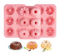 3 Pièces Mini Moule à Kouglof en Silicone,Moule Kouglof,Sans BPA (Rose) | Moules a Baba Au Rhum,Anti-adhérent,Moules Silicone Spirale pour Muffins,Brownies,Gâteaux,Pudding,Glaçons,Facile à Nettoyer