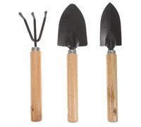 3 Pièces Mini Pelle, Truelle de Jardin et Râteau, pour Jardin | Fer et Bois, Têtes Polies, Légers et Confortables, Usage Extérieur, Camping, Noir Style Aléatoire