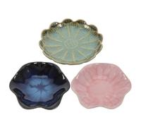 3 Pièces Mini Plat Céramique Japonerie de Feuille | Porcelaine Réutilisable, Finition Lisse et Délicate, Entretien Facile, Condiments, Encas, Repas Familiaux ou Restaurant