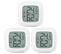 3 Pièces Mini Thermomètre Hygromètre Électronique Compact ABS | Surveillance en Temps Réel, Design Multifonction, Format Portable, Usage Bureau et Jardin, Blanc