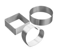 3 Pièces Moule à Mousse en Acier Inoxydable, Anneau Rond | Surface Lisse, Usage en Cuisson, Coupe Antiadhésive, Facile à Nettoyer, Argenté, pour Pâte et Dessert