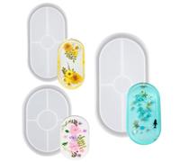 3 Pièces Moule en Silicone pour Résine Plateau, Forme Ovale Moule Resine Epoxy Plateau avec Rainures Moule Silicone Jesmonite, Utilisé pour Plateaux à Thé, Plateaux à Fruits, Décoration D'intérieur