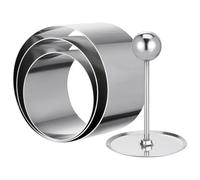 3 Pièces Moule Rond en Acier Inoxydable pour Plats Froids | Poussoir, Léger et Facile à Nettoyer, pour Maison et Restaurant, Présentation de Mets