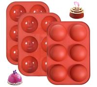 3 Pièces Moule Silicone Demi Sphere,Moule Chocolat,Moules Sphere Silicone,6 Cavités Moules Demi Spheres,Convient pour Décoration Gâteaux Chocolat Gelée Mousse Truffes