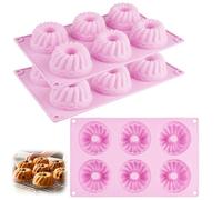 3 Pièces Moule Silicone Mini Charlotte, ø 7cm Moule Silicone Kouglof | Moules à Kouglof en Silicone de Qualité Supérieure pour Gâteau, Chocolat, Gelée, Crème Glacée en Forme de Cercle (Violet)
