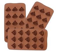 3 pièces Moule Silicone pour Bonbons Caca, 15 Cavités, Démoulage facile | Silicone Alimentaire Antiadhésient, Résistant au Froid, Format 21x10,8x1,5cm, pour Biscuits, Fondant et Cocktails