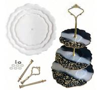 3 pièces Moules de plateau de fruits à trois couches en résine, moules de support en résine avec support, moules de plateau stratifié en résine époxy, moules de coulée en résine et en silicone et acce