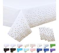 3 Pièces Nappe de Fête Blanc, Nappe en Plastique 137x274cm Couverture de Table de Confettis à Pois Roségold Nappe de Table de Fête Rectangulaire pour Décorations d'anniversaire Mariage Noël Halloween