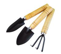 3 Pièces Outils de Jardinage Mini Pelle Truelle Râteau Noir | Fer et Bois, Léger et Confortable, Têtes Polies, pour Extérieur et Camping Style Aléatoire