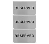 3 Pièces Panneau Réservé Double Face en Acier Inoxydable pour Table de | Texte « Reserved » Gravé, Bords Chanfreinés, Finition Argentée Résistante aux Rayures Ternissement, Stable