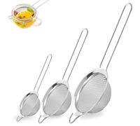 3 Pièces Passoire Inox, 6/8/10 cm, Passoire Inox Maille Fine avec Poignée, Tamis Cuisine en Acier Inoxydable pour Pâtisserie, Riz, Nouille, Pâtes, Légumes, Quinoa, Tamis Farine