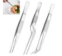3 Pièces Pince Cuisine Inox, Pince de Dressage, Set Polyvalent pour Chef | Pince de Dressage en Inox de Haute Qualité, Ergonomique, Anti-dérapant, Résistant à la Chaleur, Facile à Nettoyer, Idéale pou