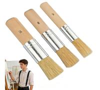 3 Pièces Pinceau Pochoir Rond Brosse à Pochoir en Bois | Poils Naturels Brosses Rondes pour Peinture Acrylique Huile Aquarelle DIY Projets & Fabrication de Cartes (Tailles 6 8 10)